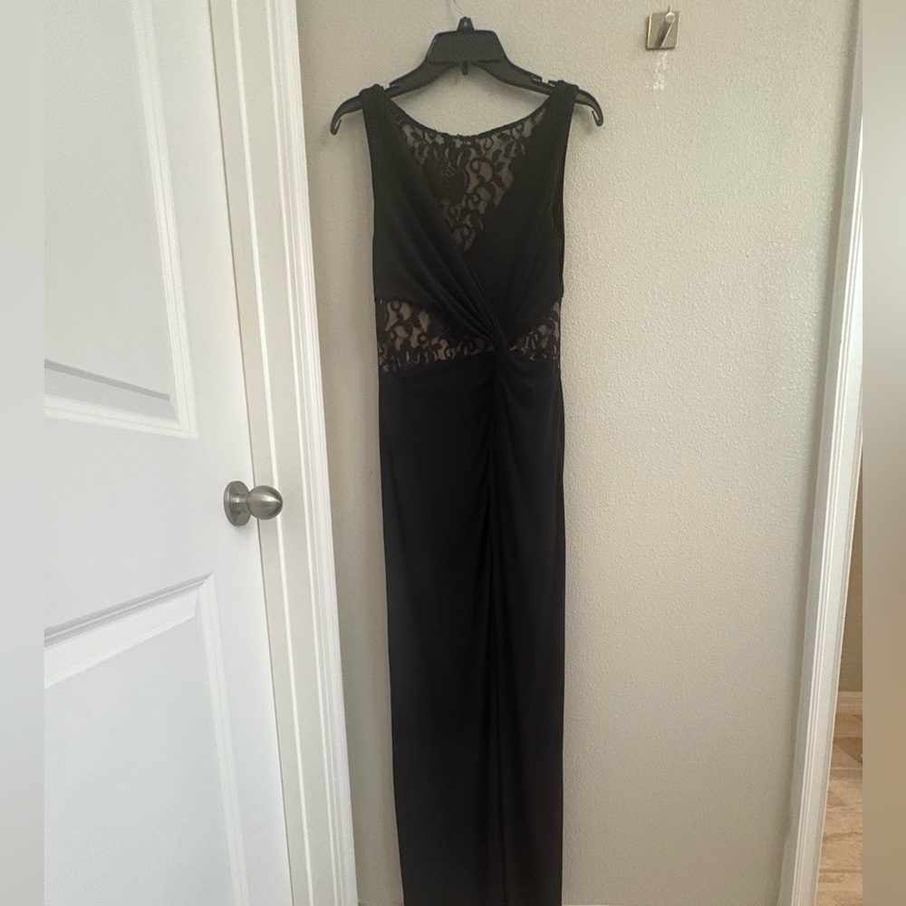 Ralph Lauren Lace surplice evening gown